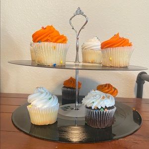 Repurposed Vinyl Record 2 Tier Cupcake Stand.